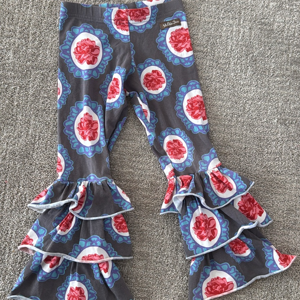 Matilda Jane Gray and Red Ruffled Casual Bottoms